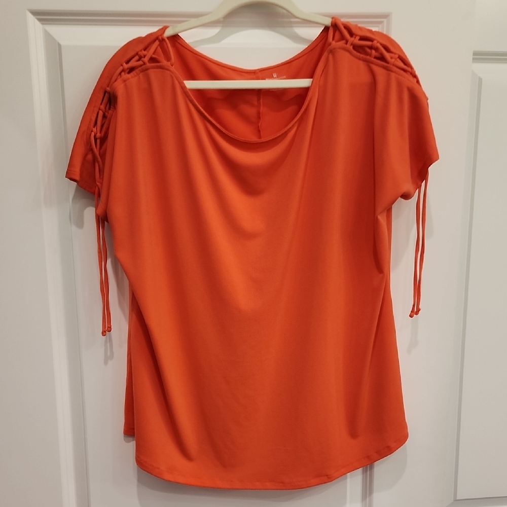 Worthington Orange Dolman Sleeve Ruched Blouse‎